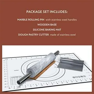 Fistukit White Marble Rolling Pin Baking Set - Perfect Gift
