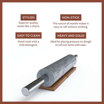Fistukit White Marble Rolling Pin Baking Set - Perfect Gift