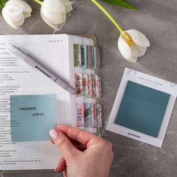 DiverseBee 50 Sheets Pastel Transparent Sticky Notes, 3x3” Clear Sticky Tabs, Translucent Page Flags Book Markers Stickers, Planner Accessories, Bible Journaling Study Office School Supplies (Mist)