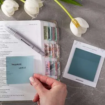 DiverseBee 50 Sheets Pastel Transparent Sticky Notes, 3x3” Clear Sticky Tabs, Translucent Page Flags Book Markers Stickers, Planner Accessories, Bible Journaling Study Office School Supplies (Mist)