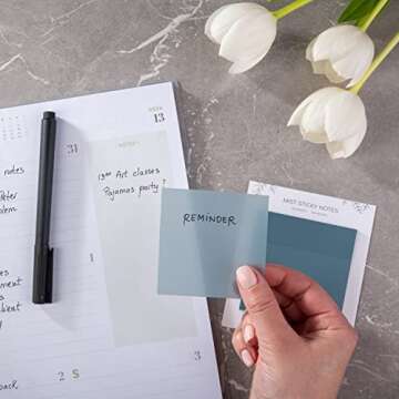 DiverseBee 50 Sheets Pastel Transparent Sticky Notes, 3x3” Clear Sticky Tabs, Translucent Page Flags Book Markers Stickers, Planner Accessories, Bible Journaling Study Office School Supplies (Mist)