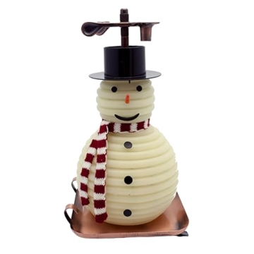 Candle by the Hour 100-Hour Snowman Candle, Copper Base, Eco-friendly Natural Beeswax with Cotton Wi...