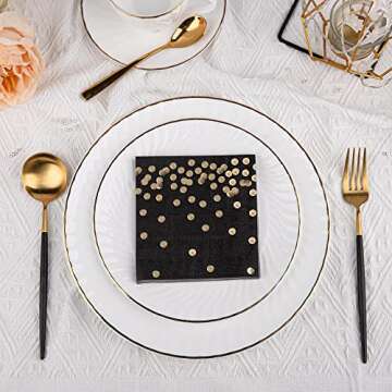 Elegant Black Cocktail Napkins with Gold Foil Design