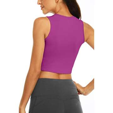 Sanutch Stylish Cropped Workout Tops for Women - Sleeveless Magenta Yoga Shirt