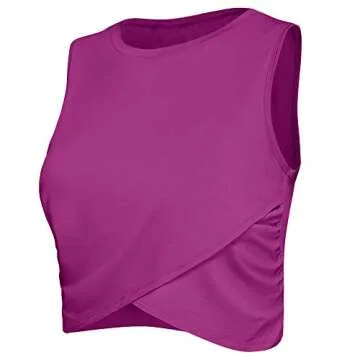 Shop Sanutch Cropped Workout Tops for Women Magenta