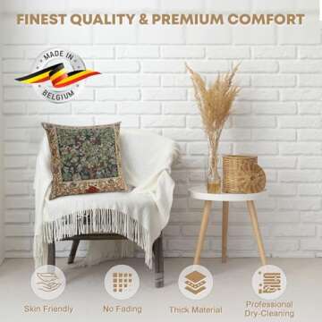 Charlotte Home Furnishings Throw Pillow Covers 16x16 in, Green Tree Decorative Couch Pillow Covers, Boho Decor European Tapestry Cushion Cases, Living Room Cozy Home Decor, Jacquard Woven Soft Cotton