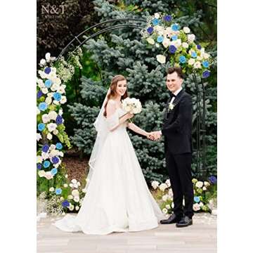 N&T NIETING Blue Roses Artificial Flowers, 50pcs Fake Flowers Rose Perfect for DIY Wedding Bridesmaid Bridal Bouquets Centerpieces Home Flower Arrangement Decoration, Series Blue