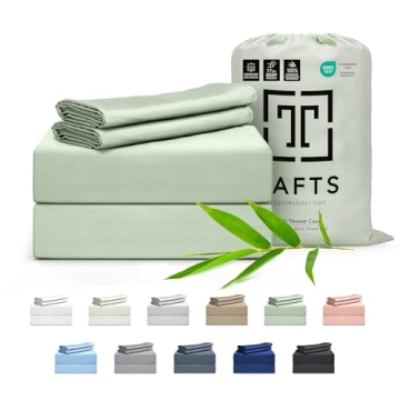 Queen Sheets Set by Tafts, Pure 100% Viscose derived from Bamboo Bed Sheets Set, Luxuriously Soft, S...