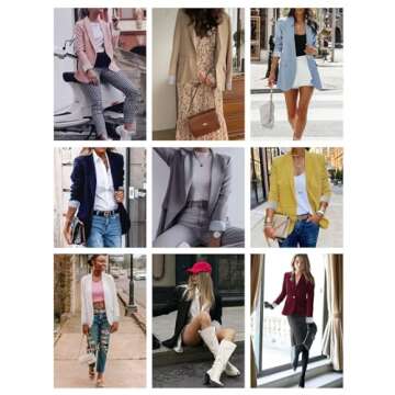 Genhoo Women's Business Casual Blazer Jacket Open Front Cotton Cardigan Wine Red Coat Workwear Wine Red L