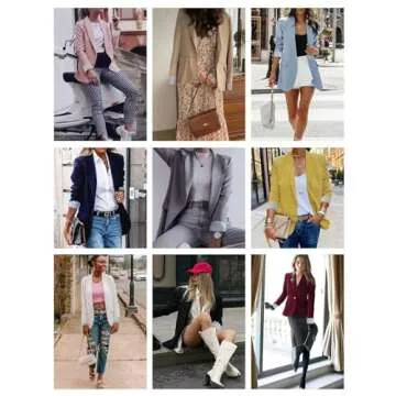 Genhoo Women's Business Casual Blazer Jacket Open Front Cotton Cardigan Wine Red Coat Workwear Wine Red L