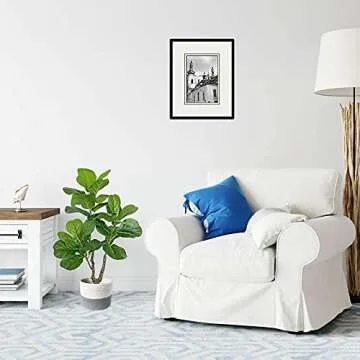 BESAMENATURE Artificial Fiddle Leaf Fig Tree, Faux Ficus Lyrata Plant for Home Office Decoration, 34" Tall