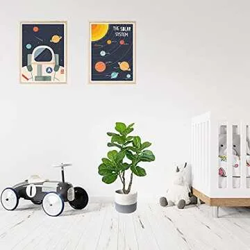 BESAMENATURE Artificial Fiddle Leaf Fig Tree, Faux Ficus Lyrata Plant for Home Office Decoration, 34" Tall