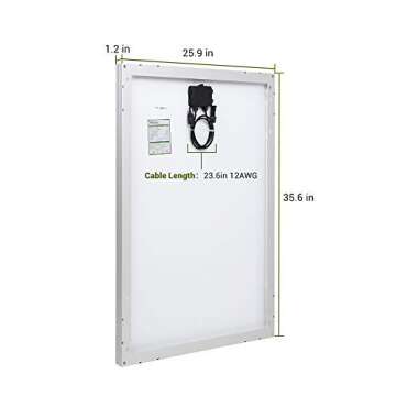 HQST 100 Watt 12 Volt Polycrystalline Solar Panel with Solar Connectors High Efficiency Module PV Power for Battery Charging Boat, Caravan, RV and Any Other Off Grid Applications