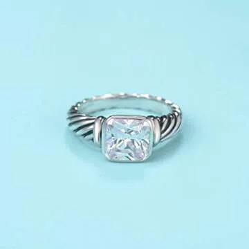 Elegant Twisted Cable Wire CZ Ring for Women