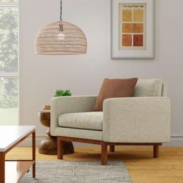 KOUBOO Open Weave Rattan Cane Rib Dome Hanging Ceiling Lamp, Modern Mount & Pendant Ceiling Lights Fixtures for Kitchen, Hallway, Bedroom, One Size, Wheat