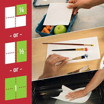 Brawny Tear-A-Square Paper Towels, 12 Double Rolls = 24 Regular Rolls, 3 Sheet Size Options, Quarter Size Sheets