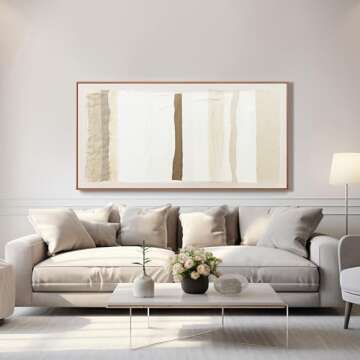 Abstract Wall Art Brown And White Minimalist Line Framed Printed Artwork Abstract Canvas Pictures Fo...