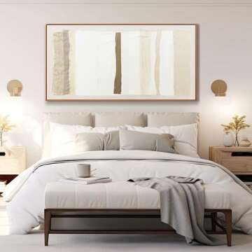 Abstract Wall Art Brown And White Minimalist Line Framed Printed Artwork Abstract Canvas Pictures For Wall Decor Modern Canvas Painting Artwork For Living Room Bedroom Home Office Wall Decorations 29" X 58"