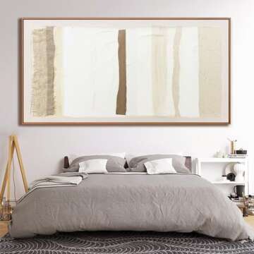 Abstract Wall Art Brown And White Minimalist Line Framed Printed Artwork Abstract Canvas Pictures For Wall Decor Modern Canvas Painting Artwork For Living Room Bedroom Home Office Wall Decorations 29" X 58"