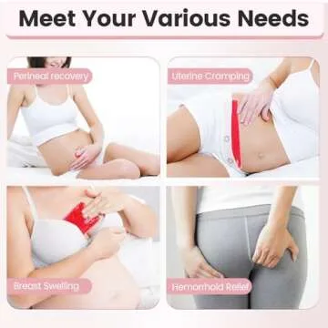 Hilph Perineal Cold Packs, Hot Cold Pack Postpartum Cooling Pad for Vaginal Recovery & Hemorrhoid Pain Relief, Reusable 2 Cooling Maternity Pads with 4 Soft Washable Sleeves for Women After Birth