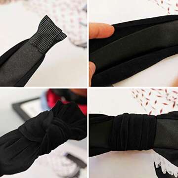 BEBEEPOO 2Pcs Headbands for Women, Pearl Headbands with Velvet Knotted Wide Headbands, Faux Pearl Elastic Hair Hoops Fashion Vintage Styling Hair Accessories