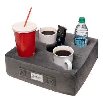 Cup Cozy Deluxe Pillow (Gray) *As Seen on TV* -The World's Best Cup Holder! Keep Your Drinks Close and Prevent Spills. Use it Anywhere-Couch, Floor, Bed, Man cave, car, RV, Park, Beach and More!