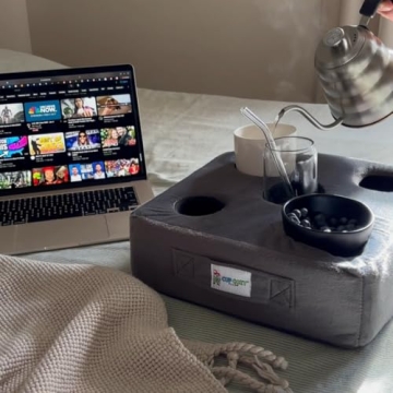 Cup Cozy Deluxe Pillow (Gray) *As Seen on TV* -The World's Best Cup Holder! Keep Your Drinks Close and Prevent Spills. Use it Anywhere-Couch, Floor, Bed, Man cave, car, RV, Park, Beach and More!