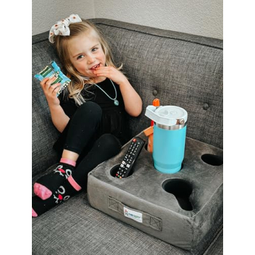 Cup Cozy Deluxe Pillow (Gray) *As Seen on TV* -The World's Best Cup Holder! Keep Your Drinks Close and Prevent Spills. Use it Anywhere-Couch, Floor, Bed, Man cave, car, RV, Park, Beach and More!