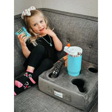 Cup Cozy Deluxe Pillow (Gray) *As Seen on TV* -The World's Best Cup Holder! Keep Your Drinks Close and Prevent Spills. Use it Anywhere-Couch, Floor, Bed, Man cave, car, RV, Park, Beach and More!