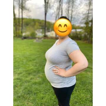 Liu & Qu Womens Maternity Tops Short Sleeve Round Neck Pregnancy Shirts 3 Packs