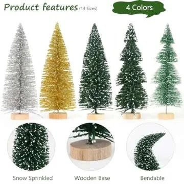 AerWo 21pcs Mini Bottle Brush Christmas Trees, Winter Village Sets with Snowman, Reindeer, Bench, Small Trees for Tabletop Holiday Decor