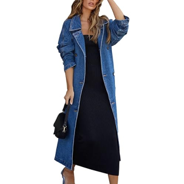 MJFCS YAENH Women's Vintage Double Breasted Denim Coat