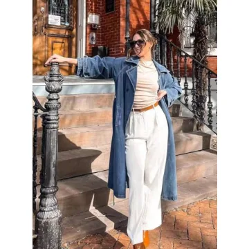 MJFCS YAENH Women's Vintage Double Breasted Denim Coat