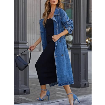 MJFCS YAENH Women's Vintage Double Breasted Denim Coat