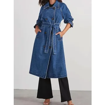 MJFCS YAENH Women's Vintage Double Breasted Denim Coat