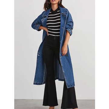 MJFCS YAENH Women's Vintage Double Breasted Denim Coat