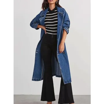 MJFCS YAENH Women's Vintage Double Breasted Denim Coat