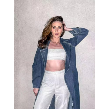 MJFCS YAENH Women's Vintage Double Breasted Denim Coat