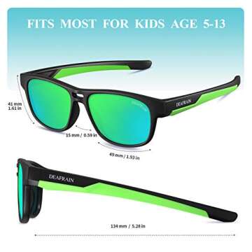 DEAFRAIN Kids Sunglasses - Polarized Sports Eyewear for Ages 5-13