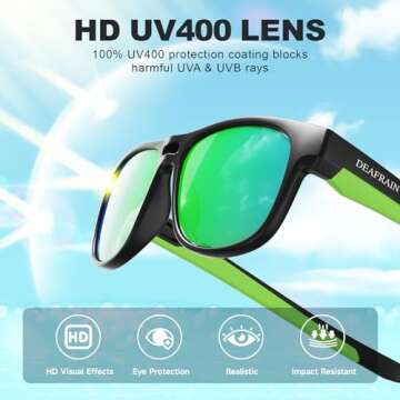 DEAFRAIN Kids Polarized Sunglasses for 5-13 Years