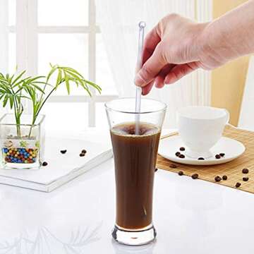 Aboat 120 Pieces 7.3 Inch Plastic Round Top Swizzle Sticks, Crystal