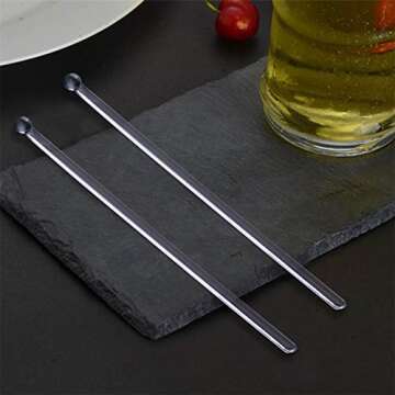 Aboat 120 Pieces 7.3 Inch Plastic Round Top Swizzle Sticks, Crystal