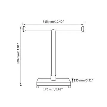 Miyili Freestanding Countertop Towel Holder SUS 304 Stainless Steel Modern T-Shape Hand Towel Tree R...