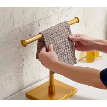 Miyili Freestanding Towel Holder in Gold for Kitchen & Bath