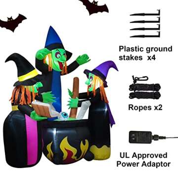 Halloween Inflatables Outdoor Decorations,6 Feet 3 Witches, LED Lights, Blow up Lighted Yard Lawn Home Family Decorations