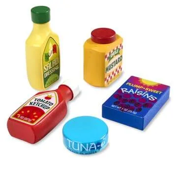 Melissa & Doug Wooden Pantry Products Play Food Set (9 pcs) Pretend Play Kitchen Accessories, Food Sets For Kids Kitchen, Wooden Grocery Sets For Kids Ages 3+