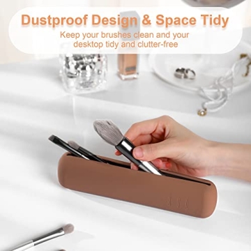 FERYES Silicone Makeup Brush Holder Portable Magnetic Organizer