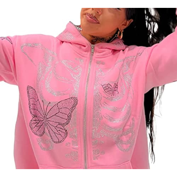 Stylish Oversized Skeleton Zip Up Hoodie for Fall Weather