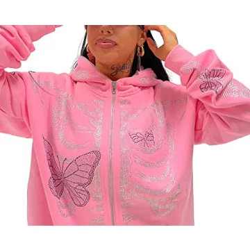 Stylish Oversized Skeleton Zip Up Hoodie for Fall Weather