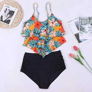 Trendy High Waisted Tankini Swimsuit for Women